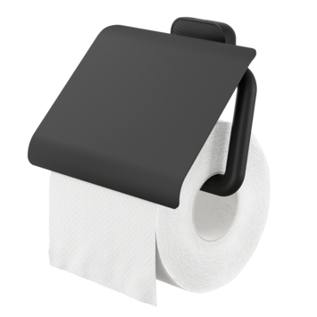 Tiger toiletrolhouder Carv met klep Zwart
