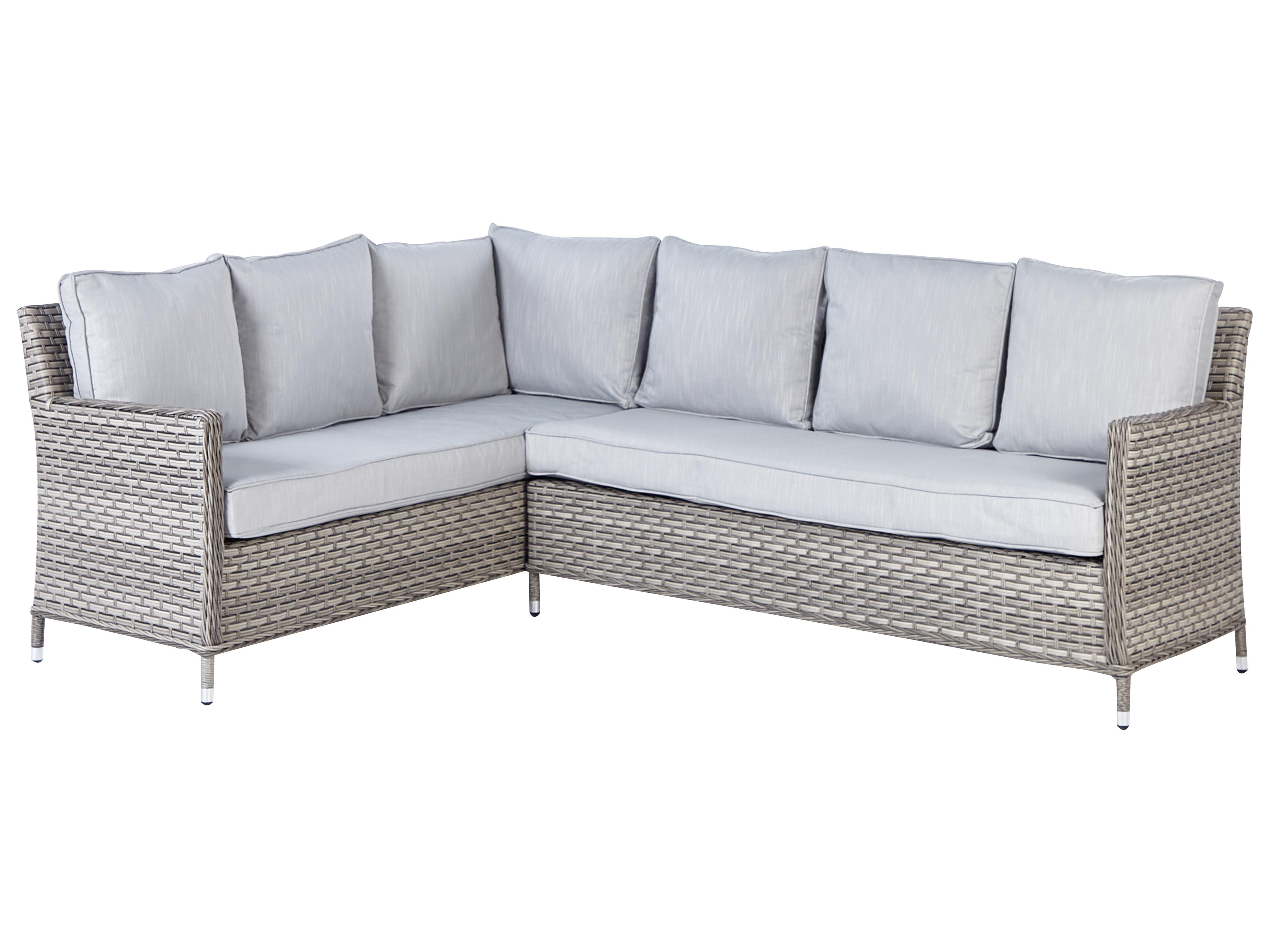Loungeset met tafel en ottomaan 9-zits LACONA rechtszijdig PE rotan Lichtgrijs