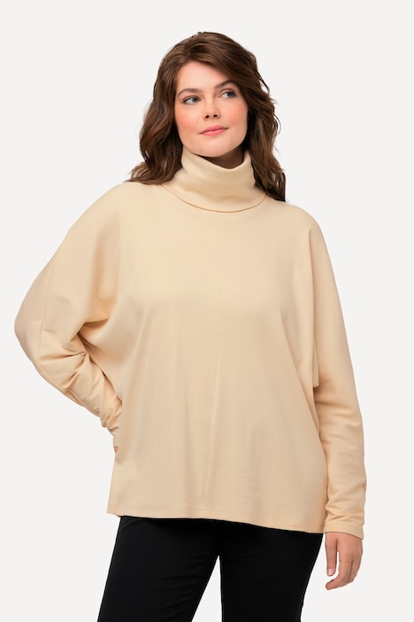 Shirt, Stehkragen, Fledermaus-Langarm, Biobaumwolle