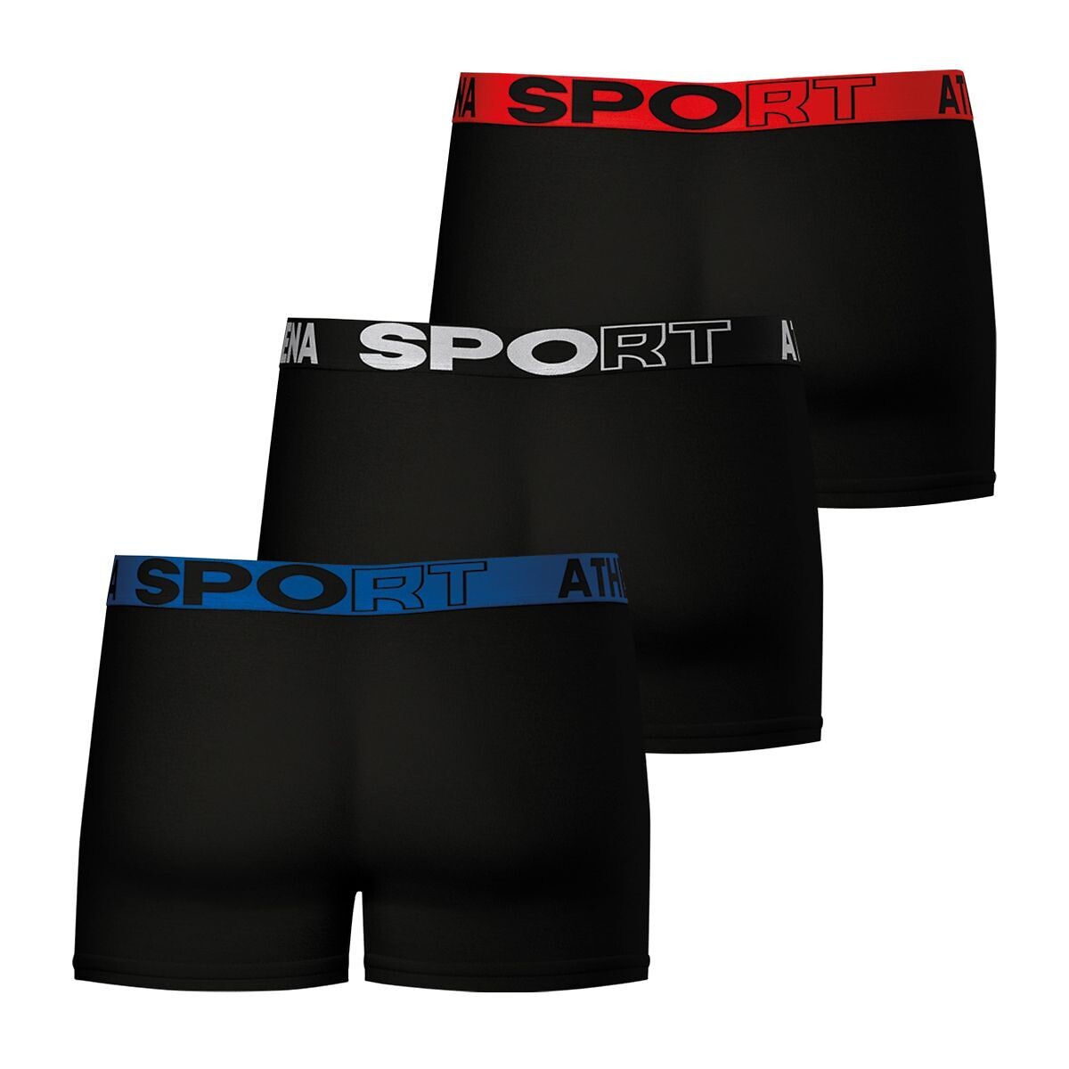 ATHENA<br>Conjunto de 3 cuecas boxer lisas de microfibra