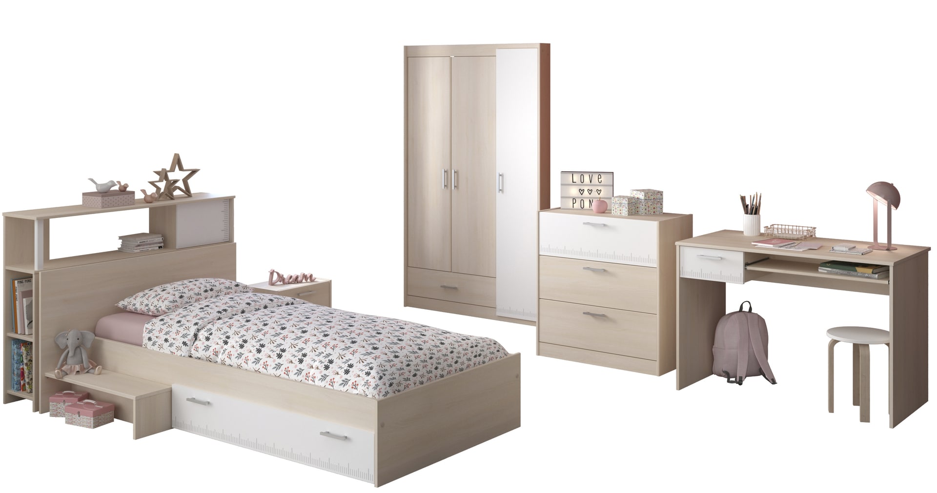 Parisot Kinderzimmer CHARLY 8 braun/weiß 6-teilig