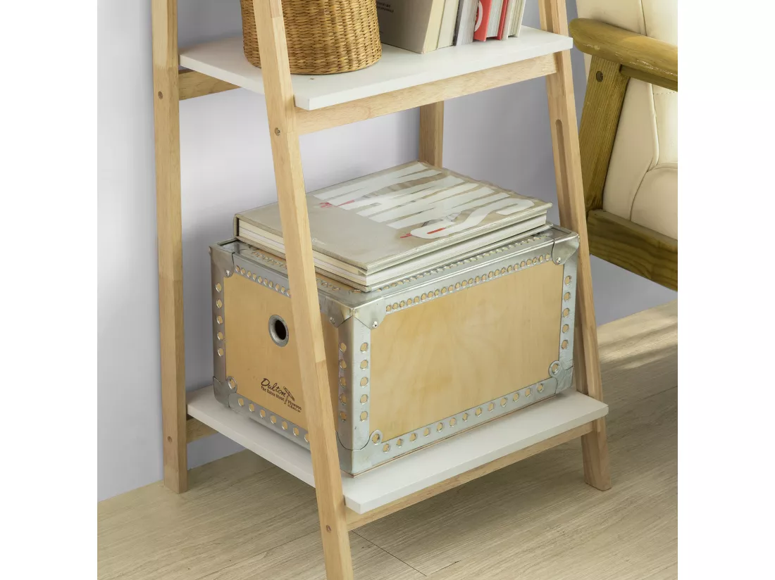Bibliothèque Étagère Pliable Style Échelle Avec 4 Niveaux De Rangement, Frg162-n