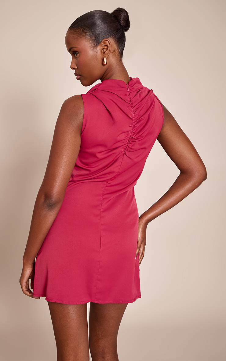 Rouge Bordeaux Robe Mini Droite À Liserés Contrastants
