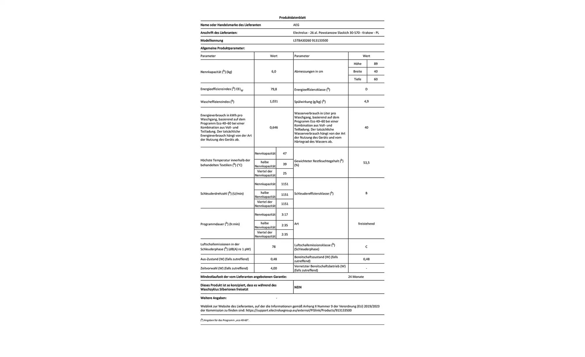 AEG Toplader L5TBA30260