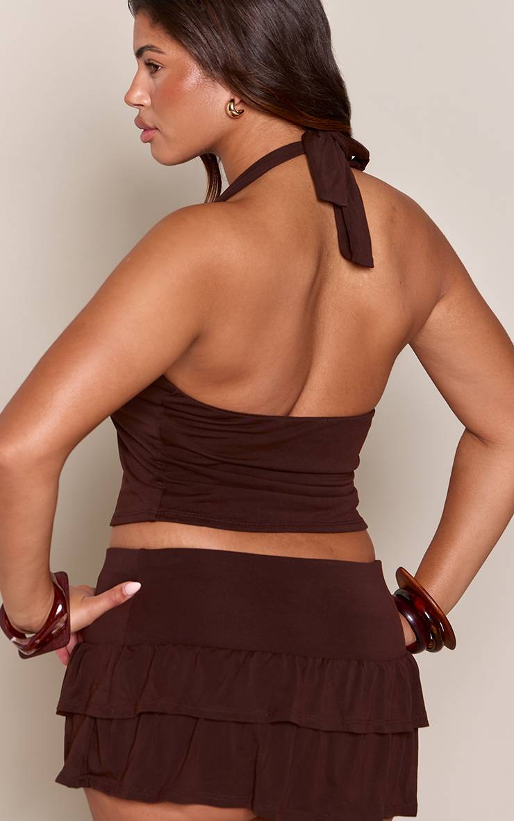 Chocolat Top Dos Nu À Col Licou Shape Toucher Doux