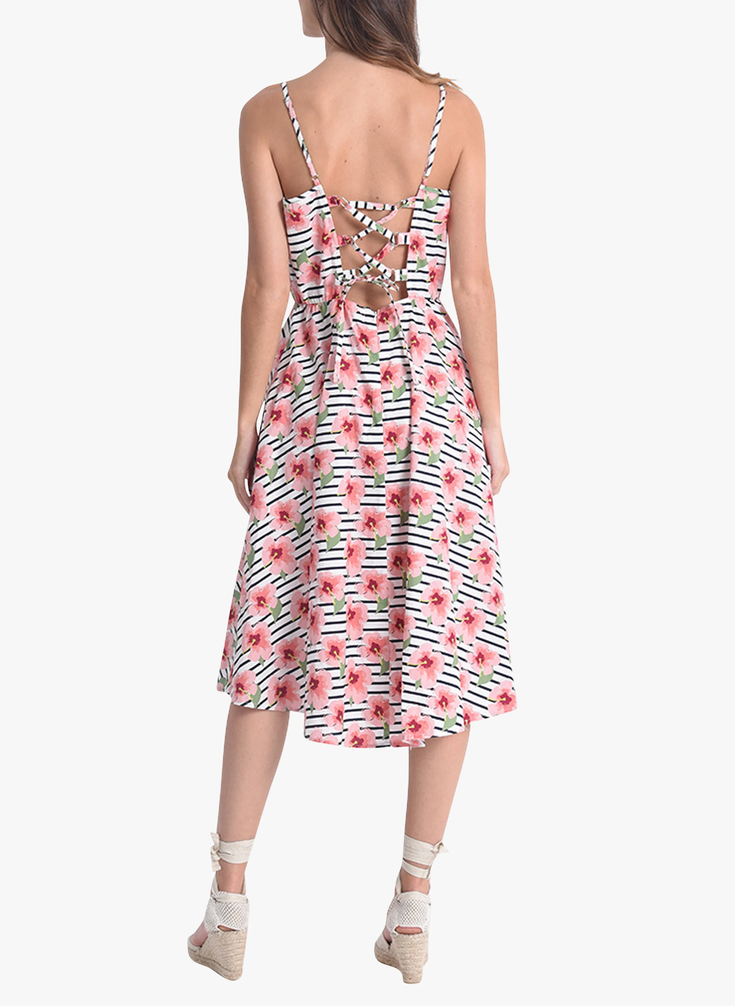Robe midi imprimé floral en coton | Noir