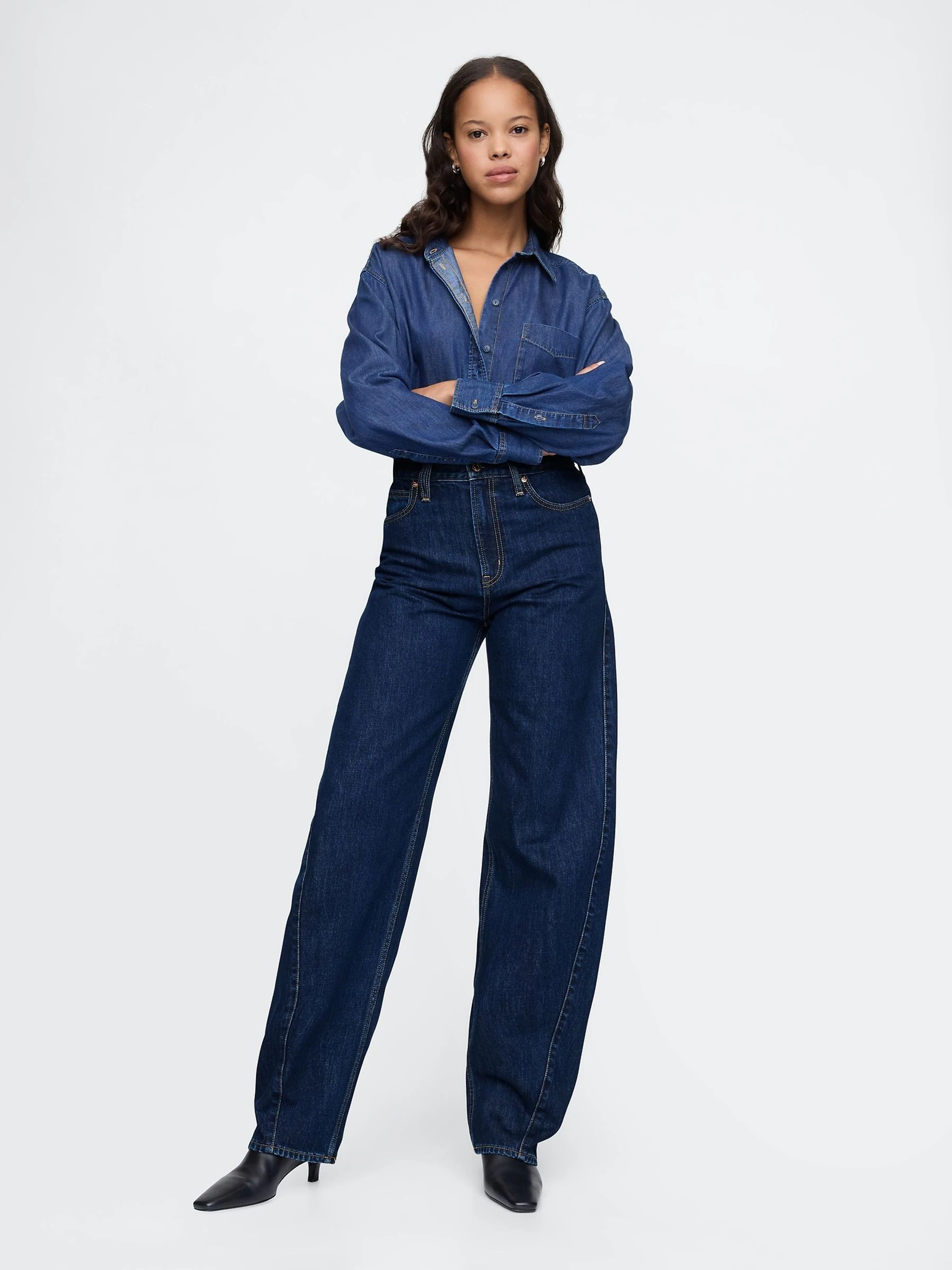 Donker indigo - Gap jeans met hoge taille en toelopende pijpen
