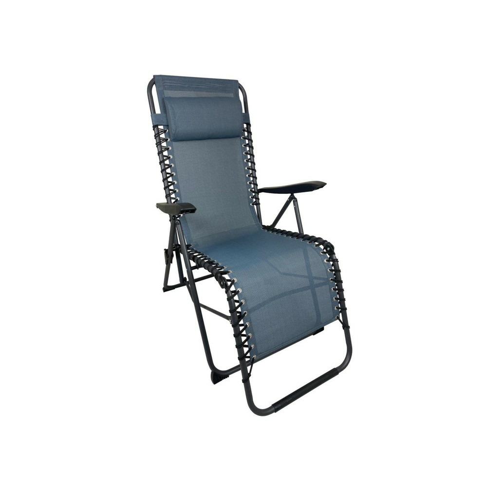 Fauteuil relax néo en acier et tpep 64 x 112 x 88 - graphite/chiné bleu
