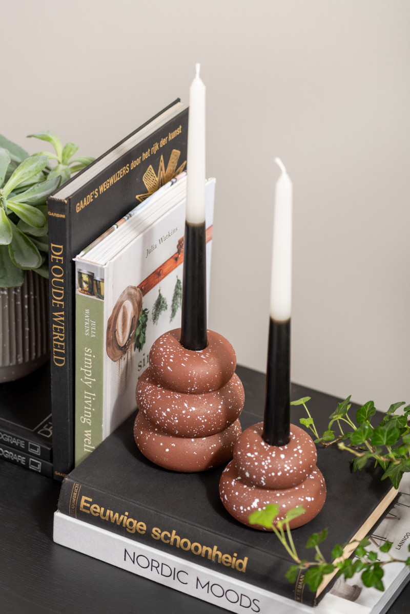 Candle Holder Speckles Rings Cement