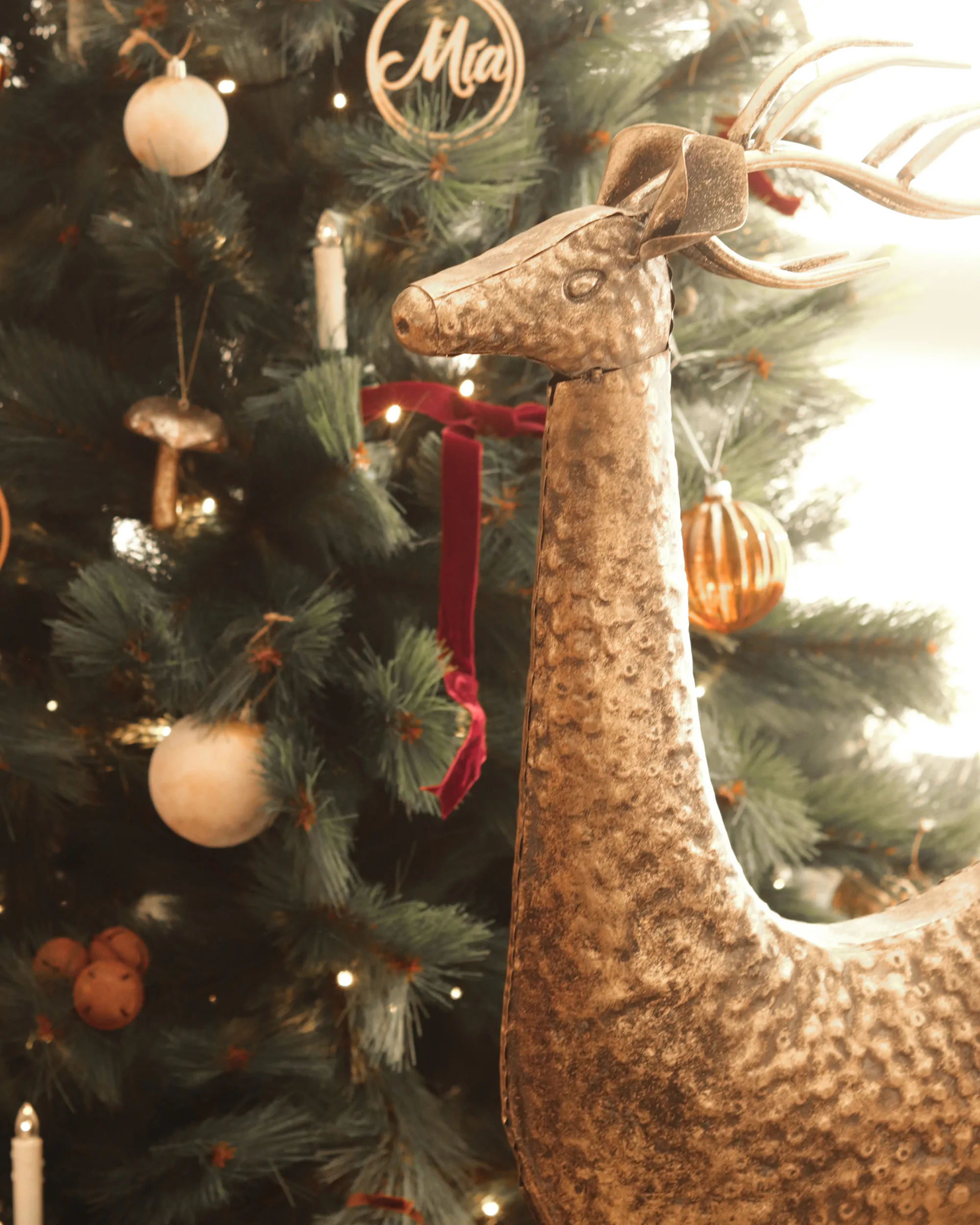 Vloer kerstversiering PELLO Rendier 126 cm Goud