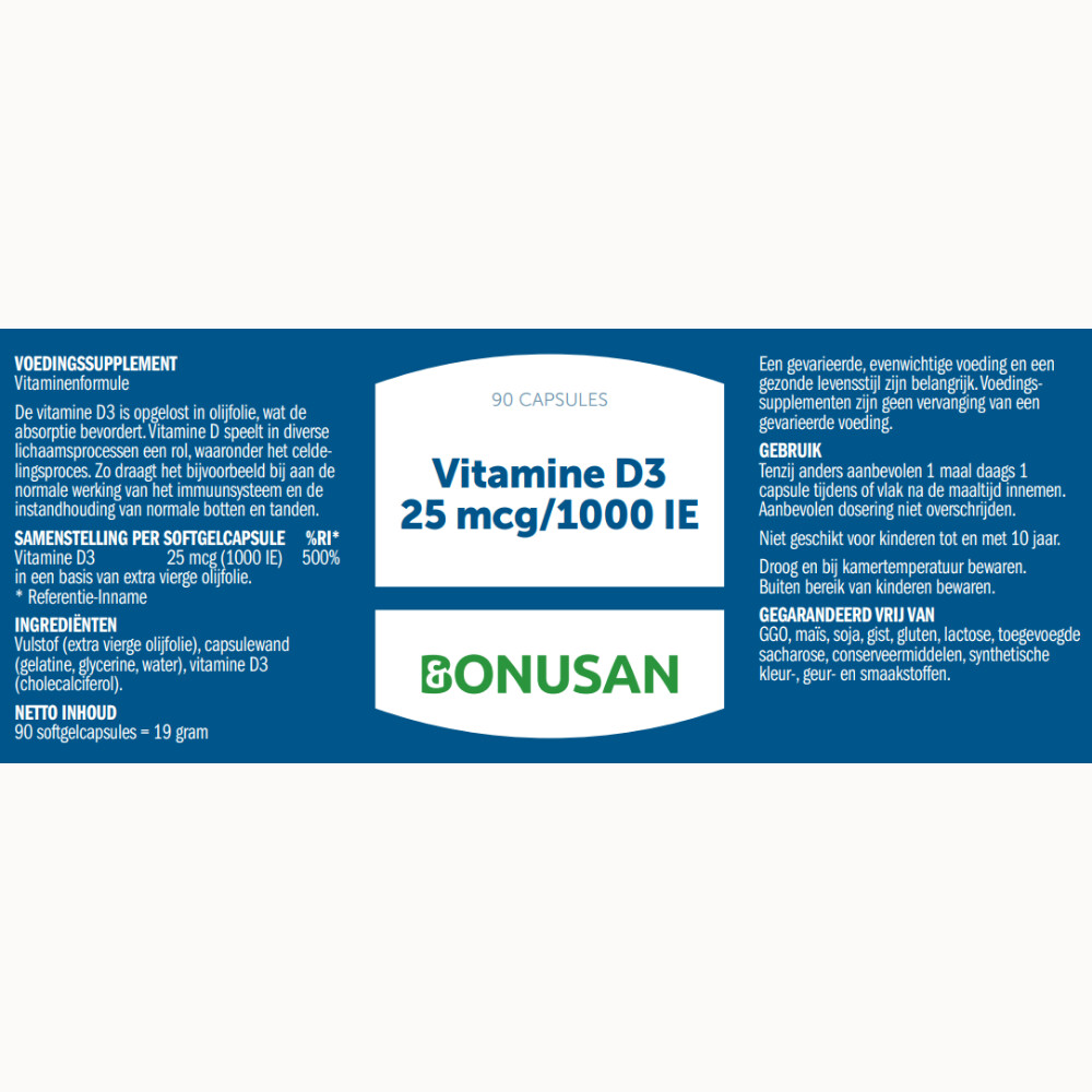 Bonusan Vitamine D3 25 mcg/1000 IE 90 softgels