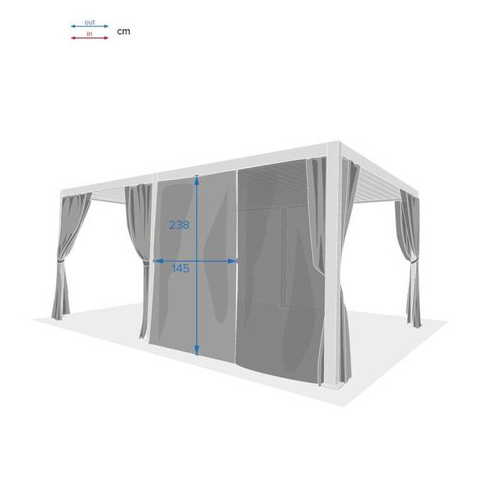 Kit de rideaux, moustiquaires et de rails pour pergola bioclimatique EVORA Gris clair