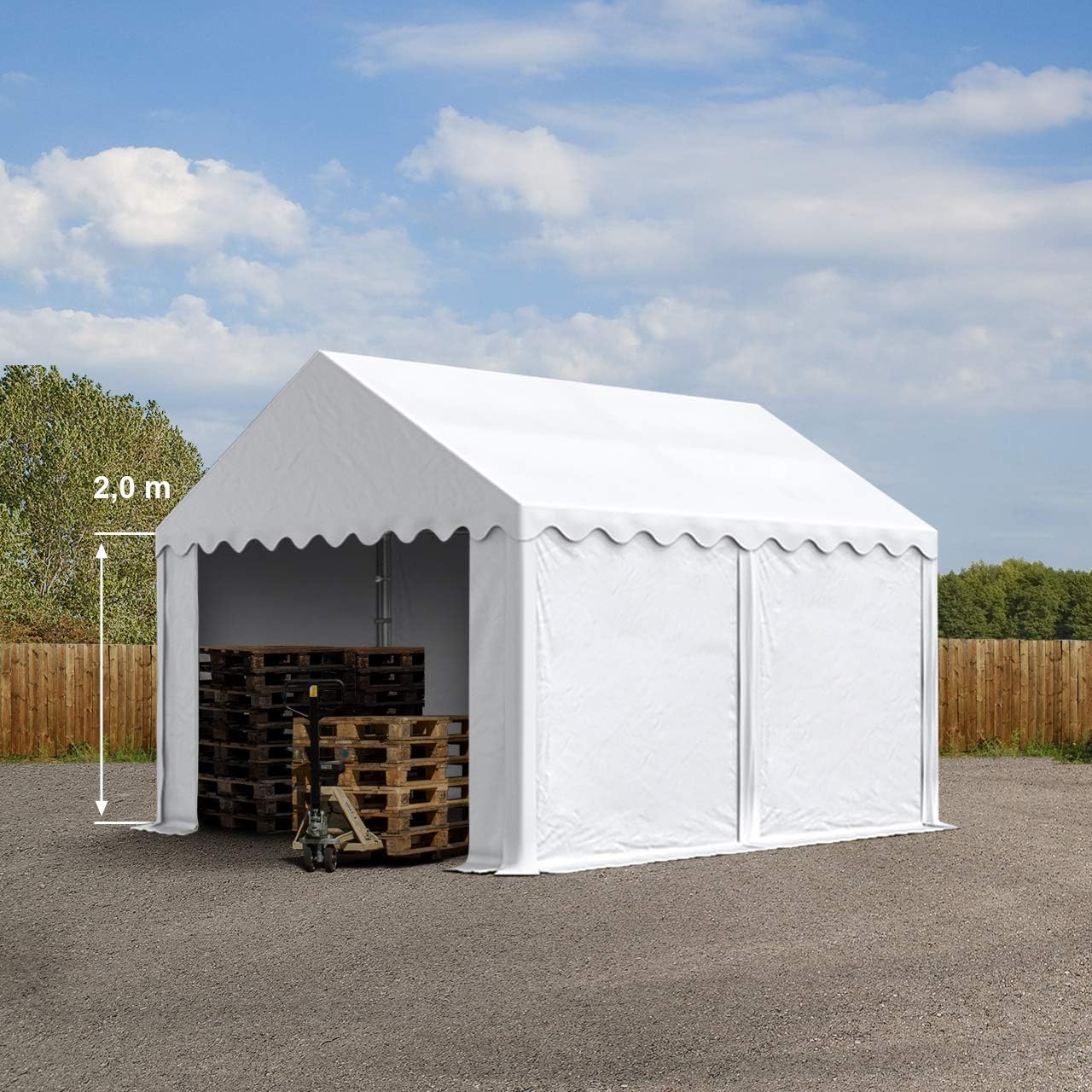 TOOLPORT Lagerzelt 3x4 m Zelthalle Unterstand Weidezelt PVC Plane 700 N wasserdicht in weiß