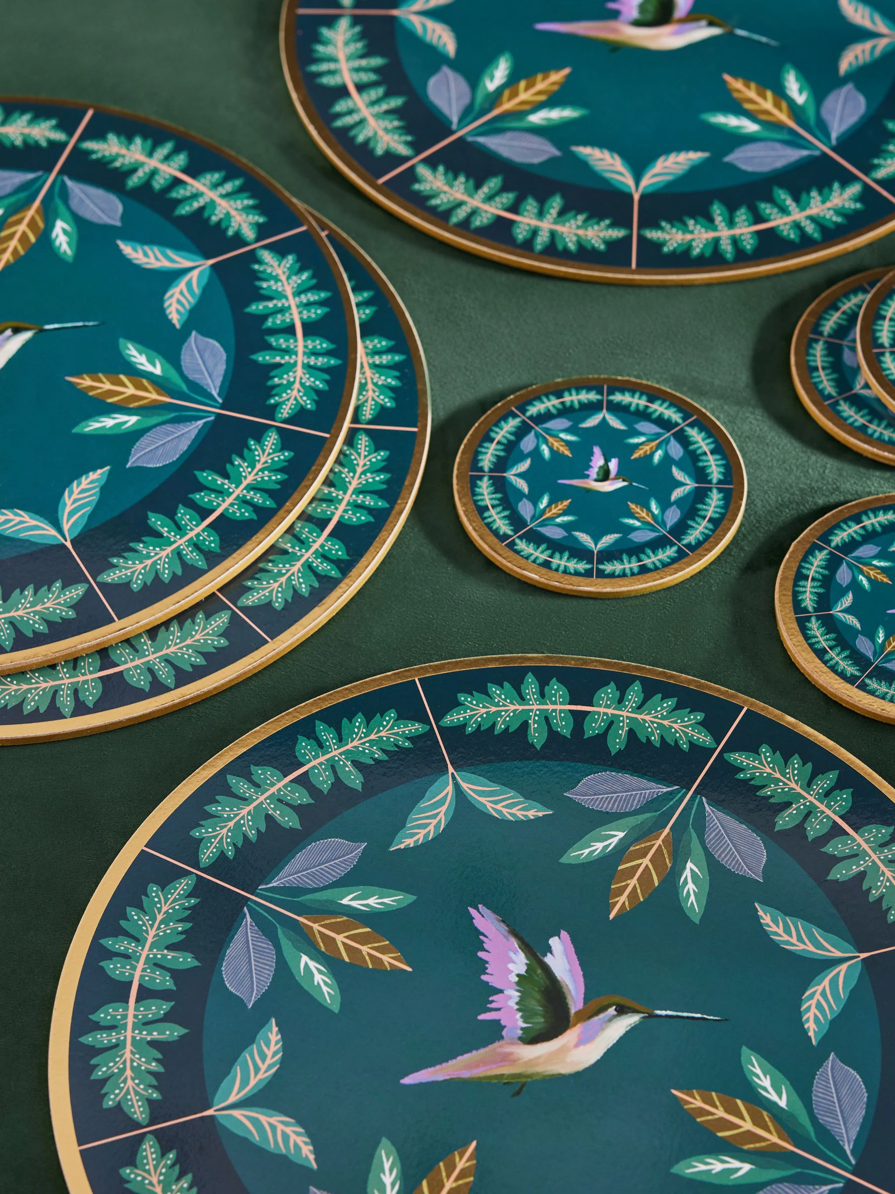 Set of 4 Hummingbird Placemats and Coasters