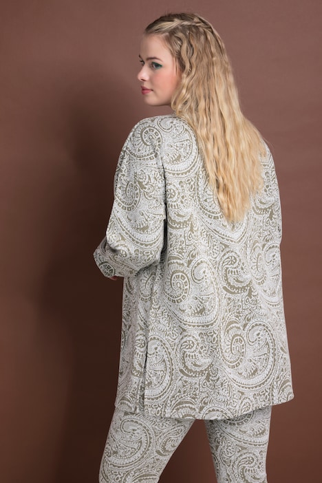 Longsleeve, oversized, Glitter Paisley, Stehkragen, Seitenschlitze
