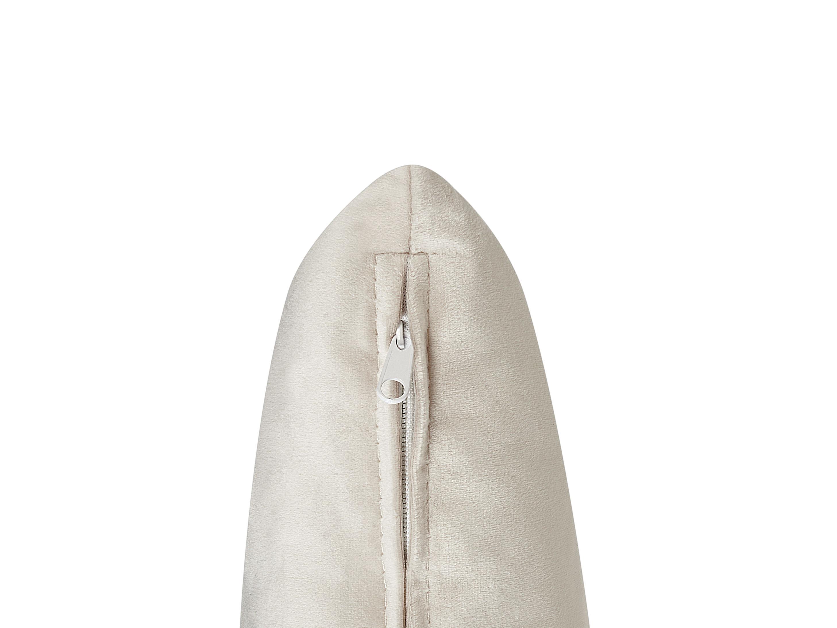 Linkszijdige chaise longue IVRY Fluweel Lichtbeige