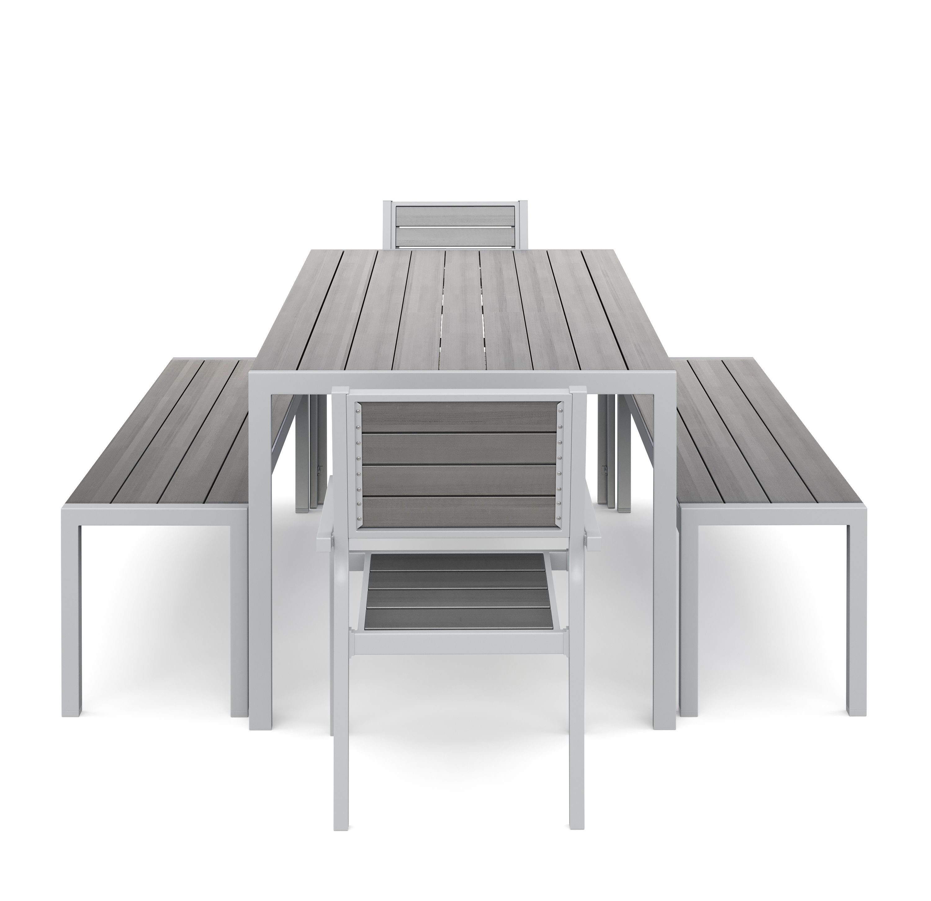 Gartenmöbel Set ZILO 2 Stühle + 2 Bänke grau