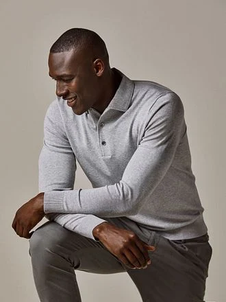 Profuomo Longsleeve Poloshirt Luxury Basic Grijs PP2J00009B-C1 kopen