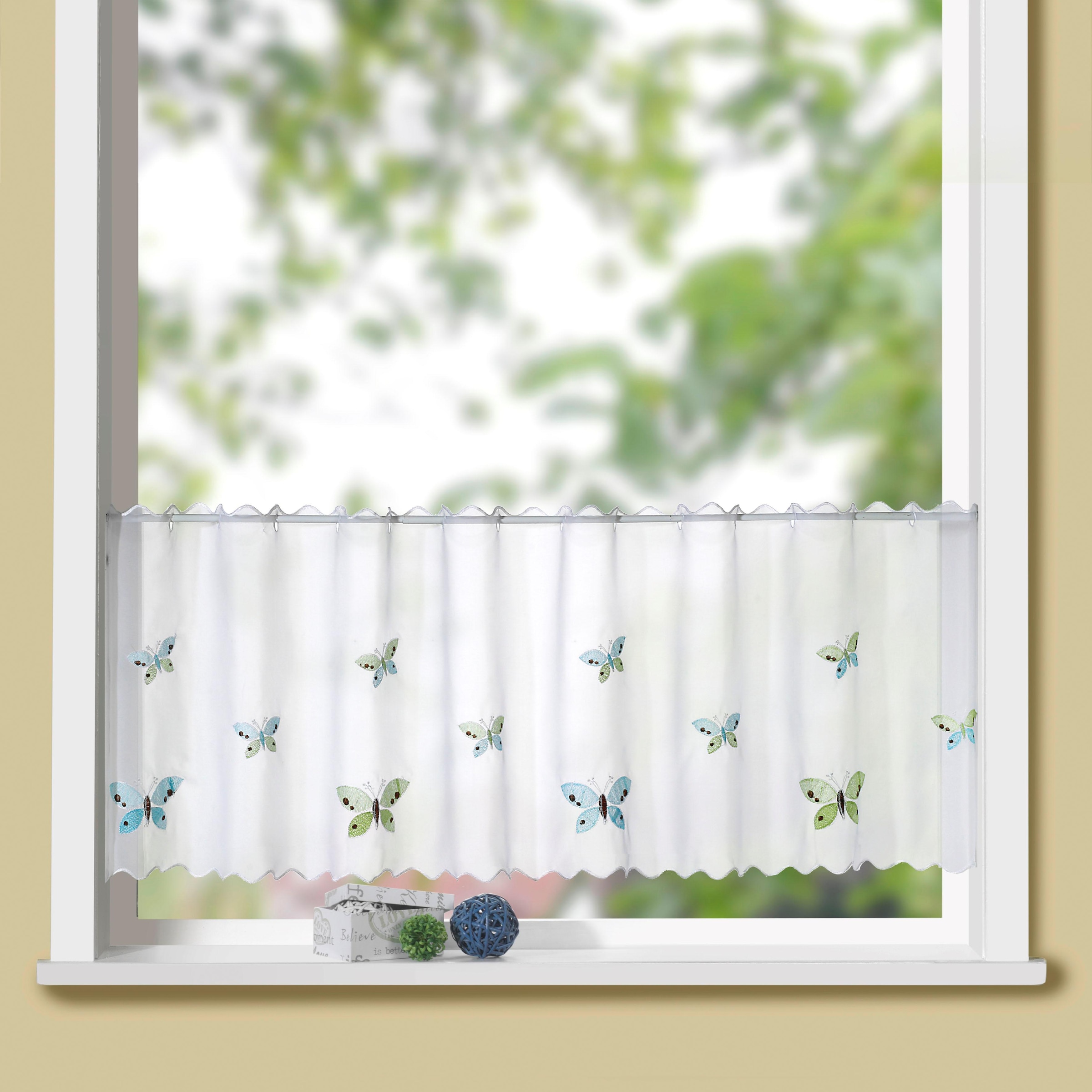 Weckbrodt Scheibengardine »Mayleen« Stangendurchzug 1 Stk. tlg. Bistro, Voile, echte Stickerei, HxB 45x150cm, Gardine, Store