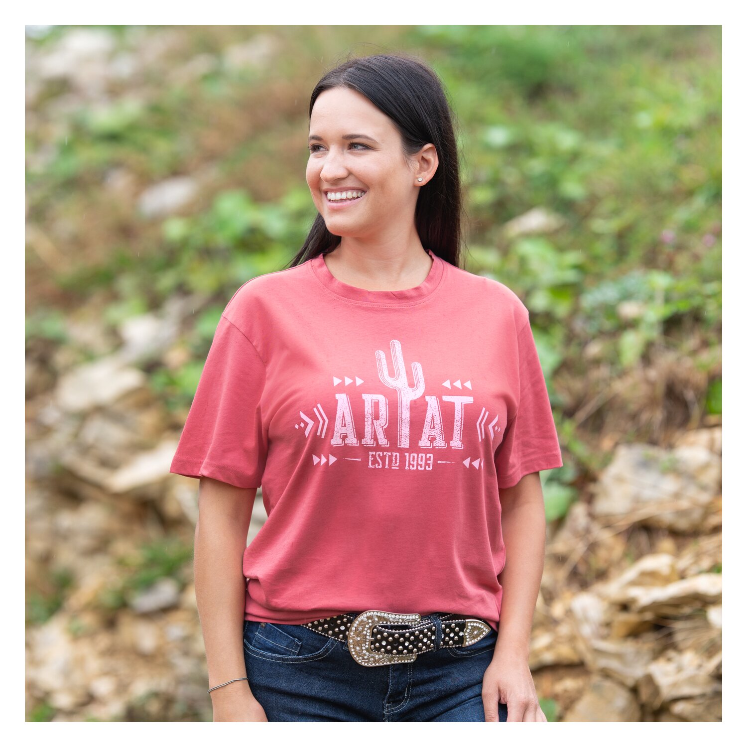 ARIAT T-Shirt Cactus Logo  - slate rose - XS