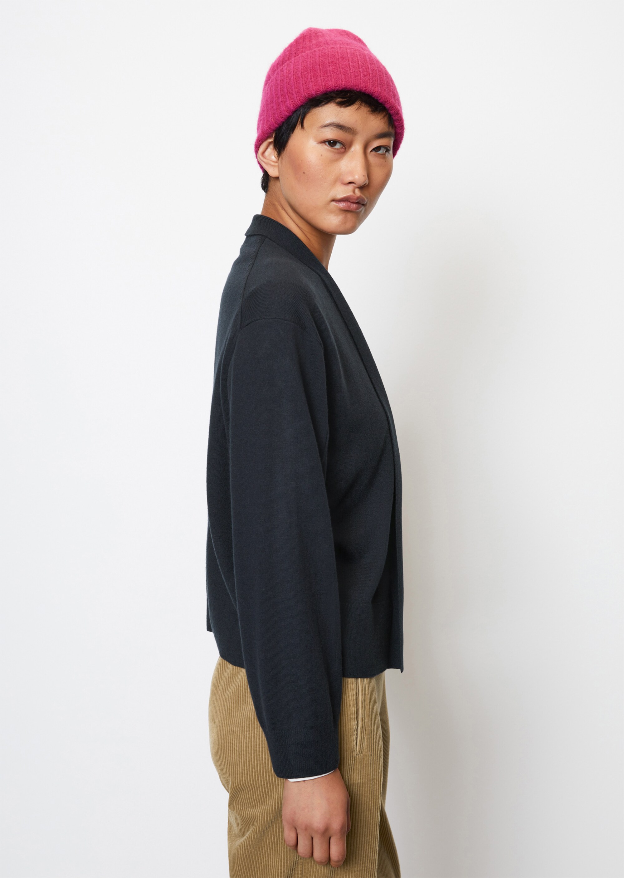 Cardigan loose aus Schurwolle-Viskose-Mix