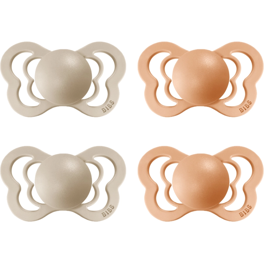 BIBS Schnuller Couture Vanilla  Peach Silikon 6-36 Monate, 4 Stk.