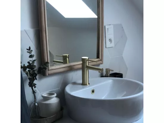 Luisa mitigeur lavabo bas or brossé - Essebagno