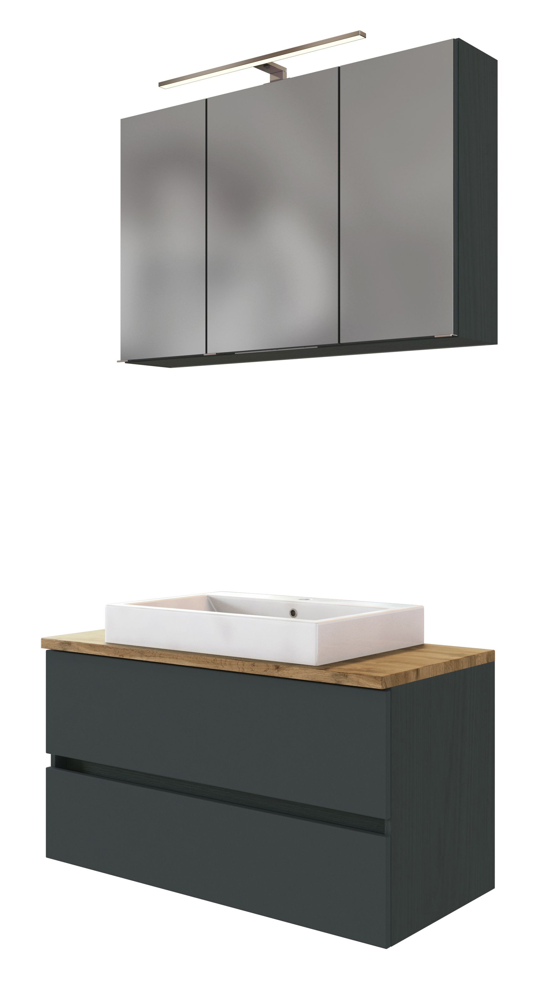 Waschtischkombi Bregenz grau B/H/T 100x200x47 cm