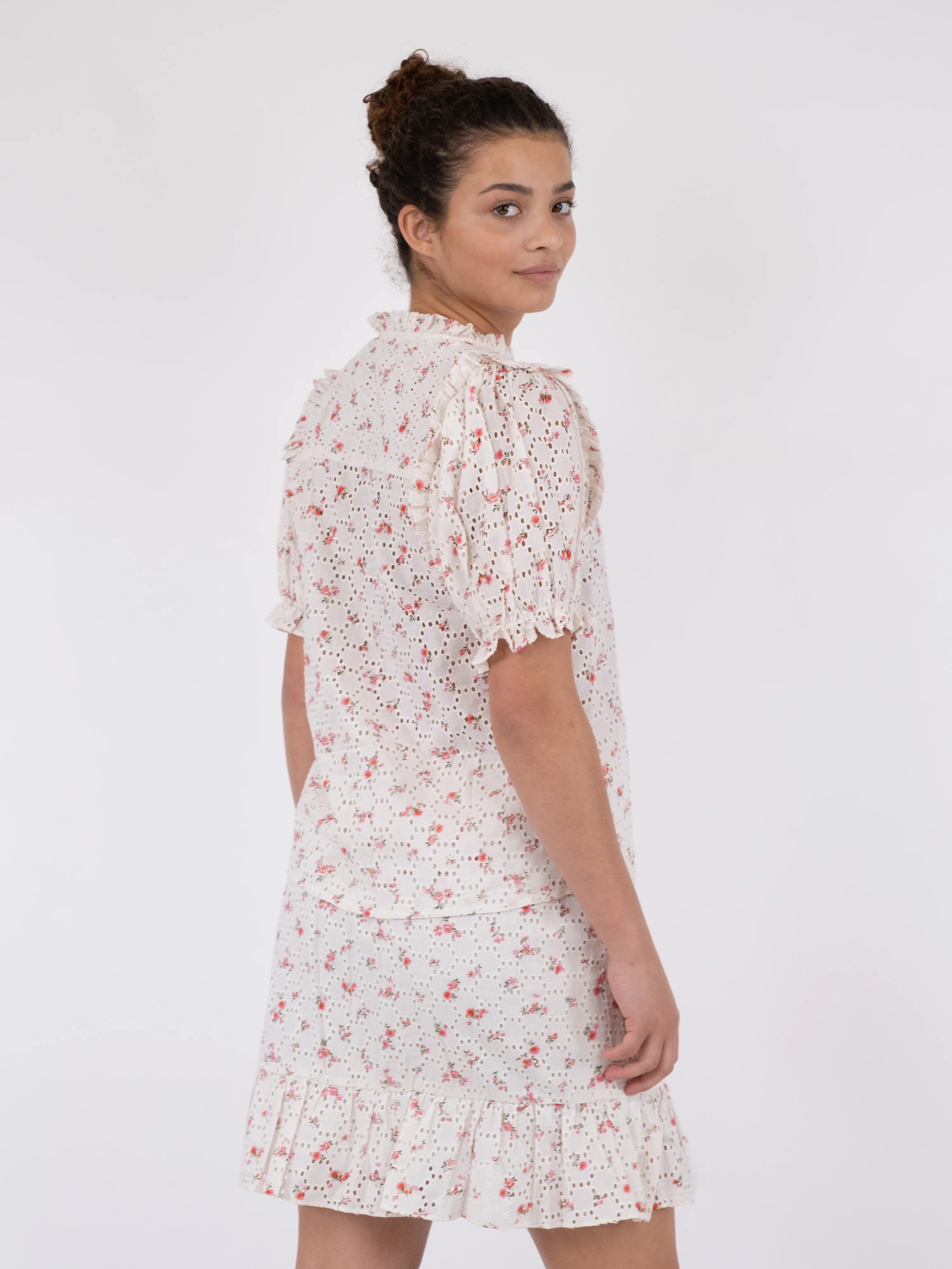 Neo Noir  Rosalie Embroidery Rose bluse - pink