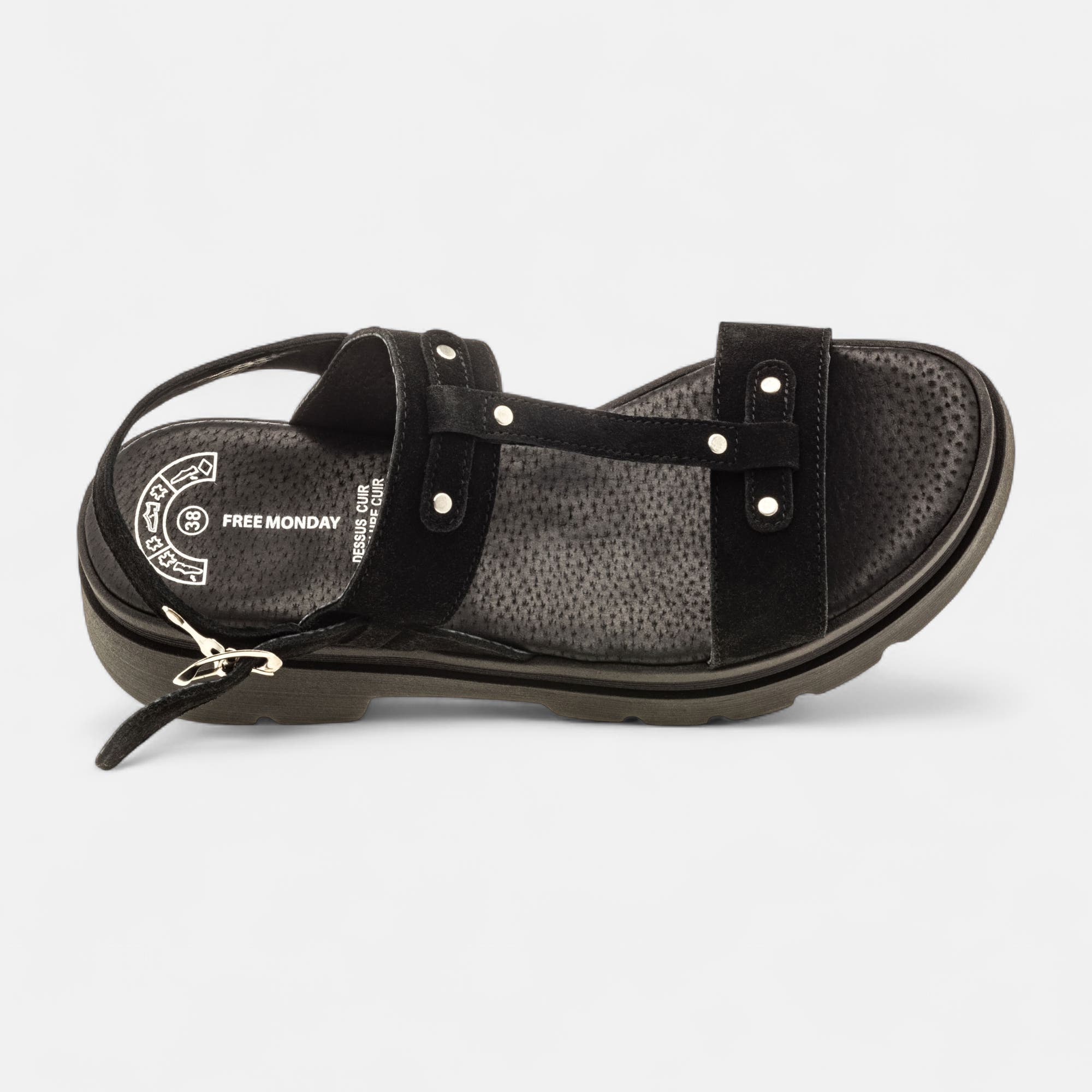 Sandales Femme en cuir noir