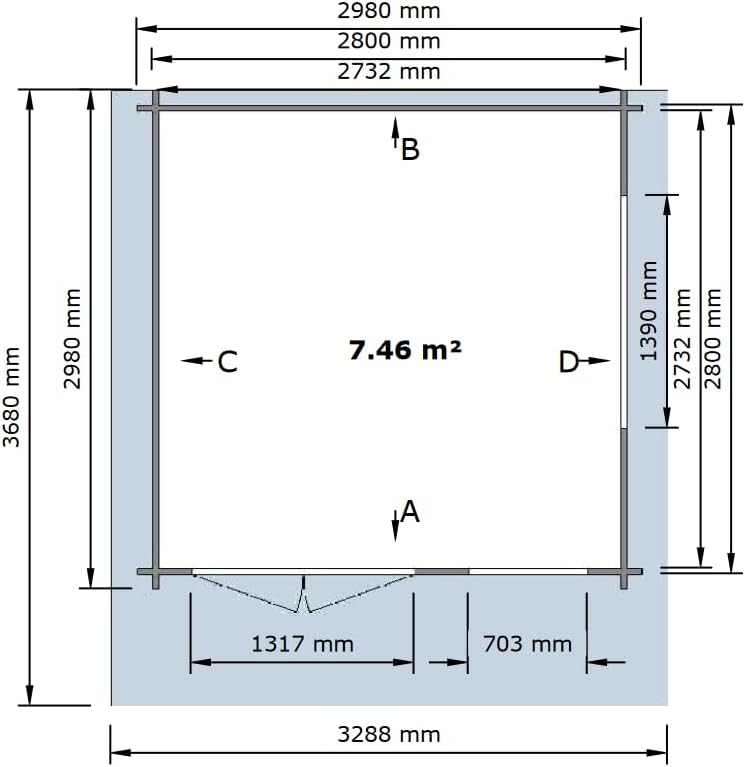 Gartenhaus Gerätehaus Holzhaus Blockhaus Schuppen 3x3 m 35mm