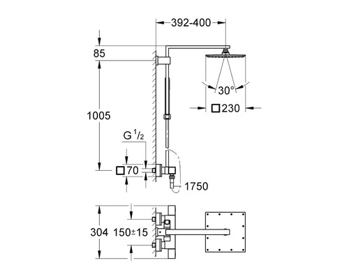 Douchekolom incl. thermostaat GROHE Euphoria Cube XXL System 230 chroom 26087000