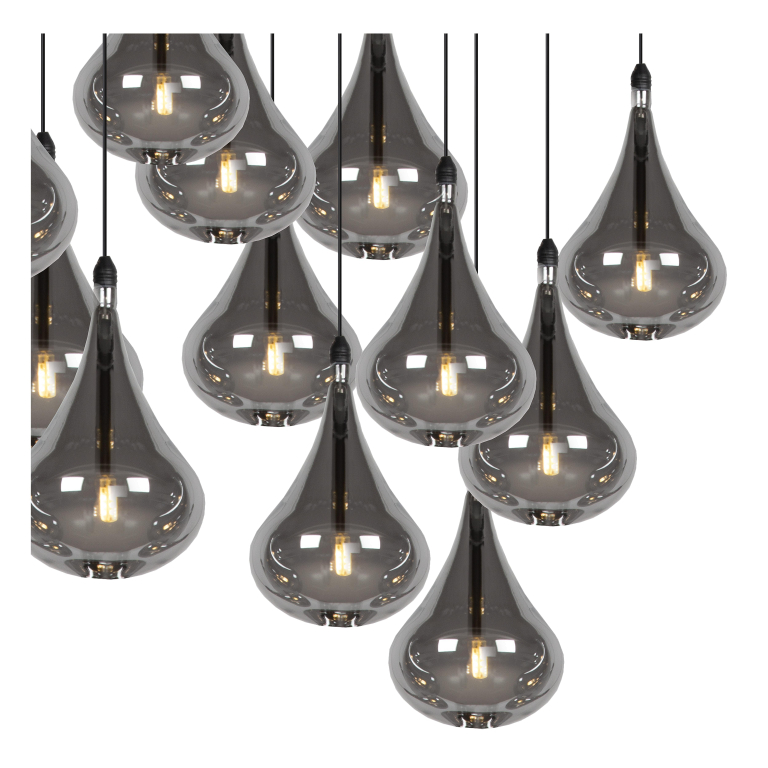 Lucide Tears 16 cluster hanglamp lineair zwart