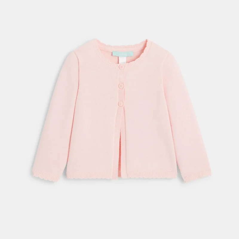 Gilet maille tricot rose clair bébé fille Rose