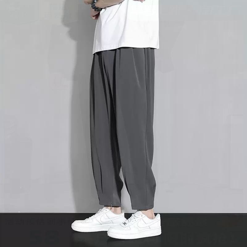 Loansk - Hoge taille effen cropped taps toelopende broek