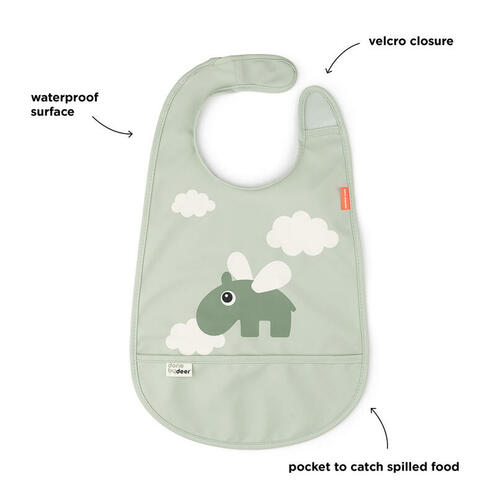 Bavoir Velcro HAPPY CLOUDS Vert - DONE BY DEER