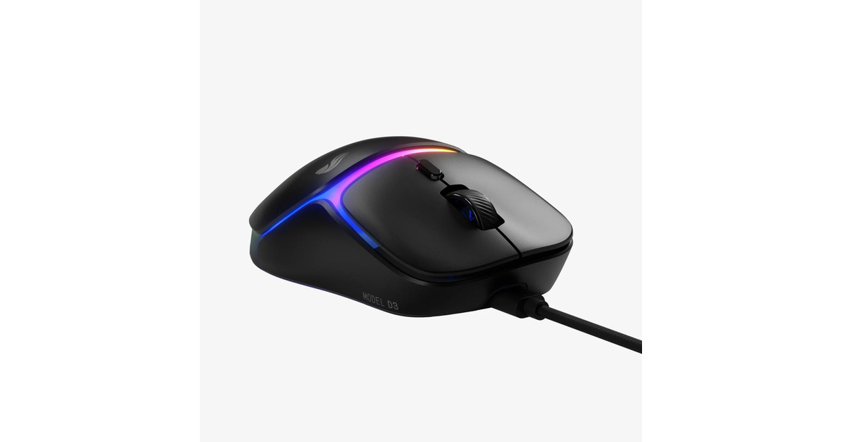 GloriousModel D 3 Wired gaming muis  (Zwart (mat), Tot 30.000 dpi, RGB)
