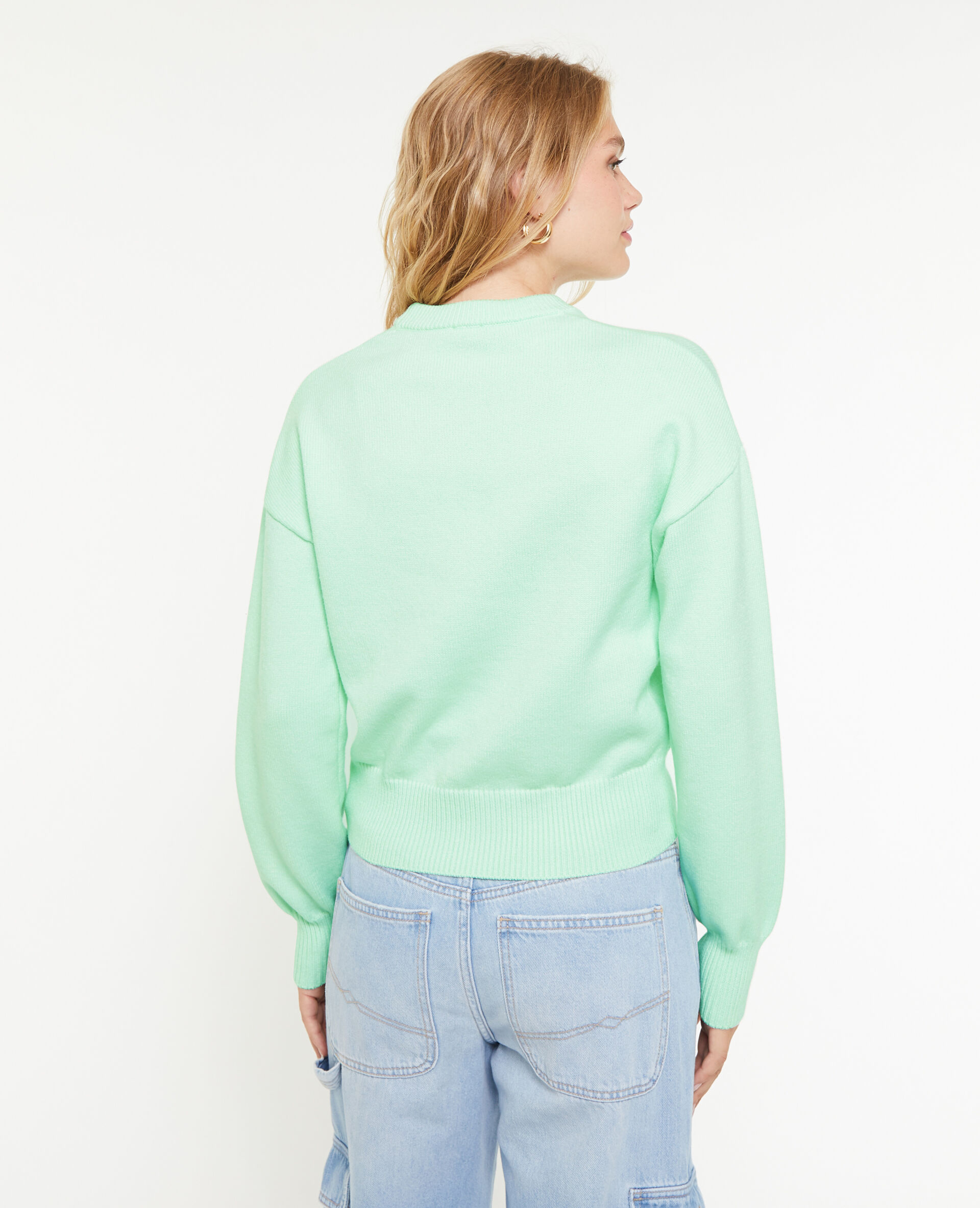 Pull col rond - Vert clair