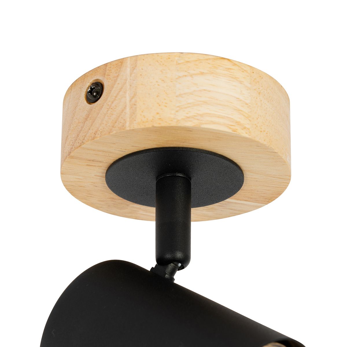 Moderne spot zwart met hout kantelbaar - Jeana