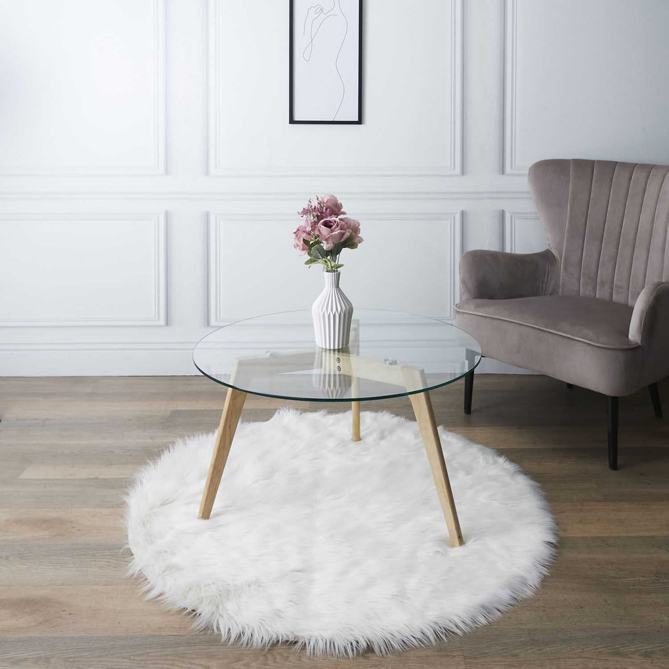 Home Deco Factory Table Ronde en Verre marron/transparent - D.80x45.5 cm