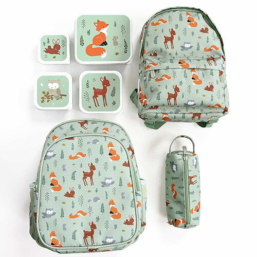 A little lovely company lunchbox set - forest friends - sage - 4st