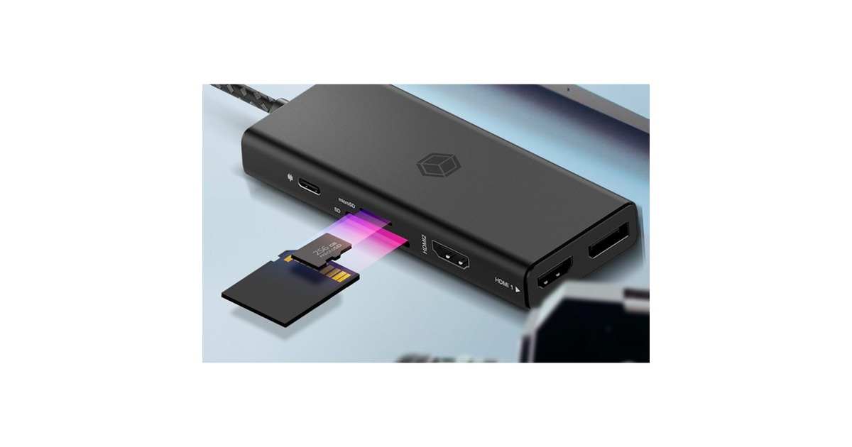 ICY BOXIB-DK4011-CPD dockingstation  (Zwart, HDMI, USB-A, DisplayPort, SD/microSD-kaartlezer)