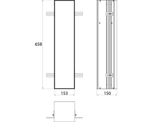 WC-module emco asis plus inbouw, bovendemontage, 658 mm, aanslag links, 975611012