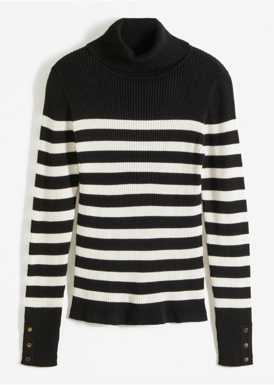 Pull col roulé rayé