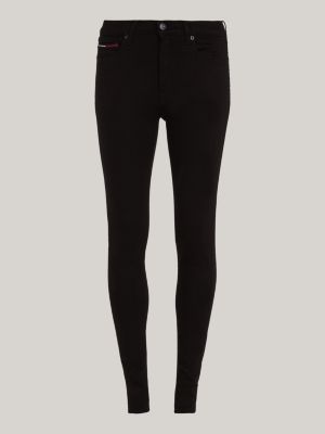 Calça jeans preta Nora de cintura média e corte skinny