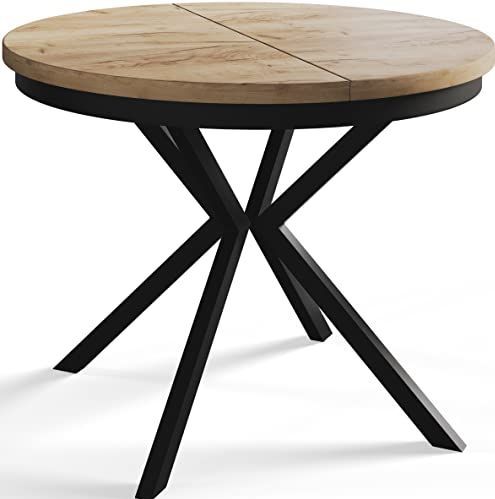 AlpiMeble - BERGO - Uitschuifbare Eetkamertafel - Bruin - Diameter 100 cm/180 cm