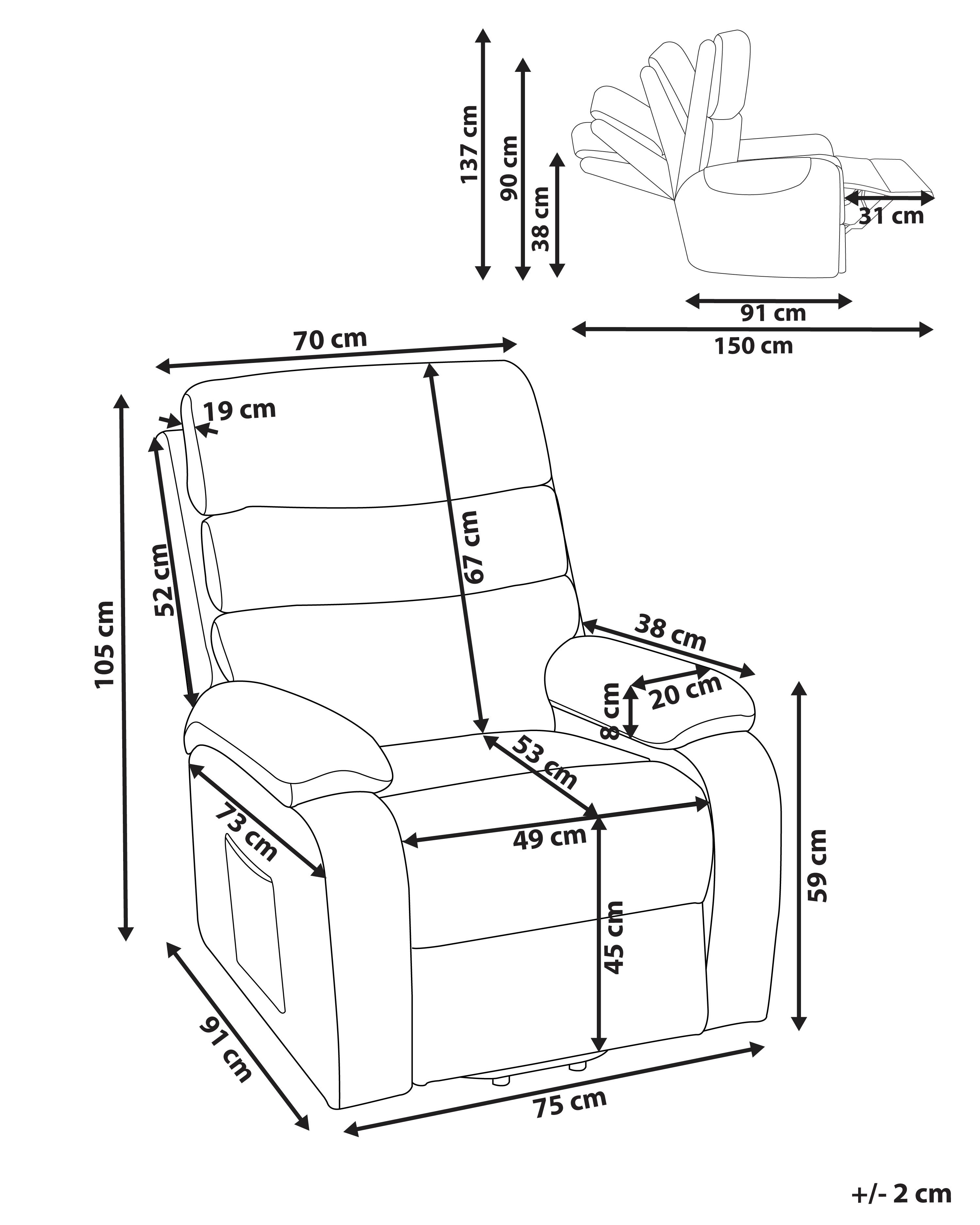 Elektrische relaxfauteuil RISE inclusief voetensteun Stof Lichtbeige