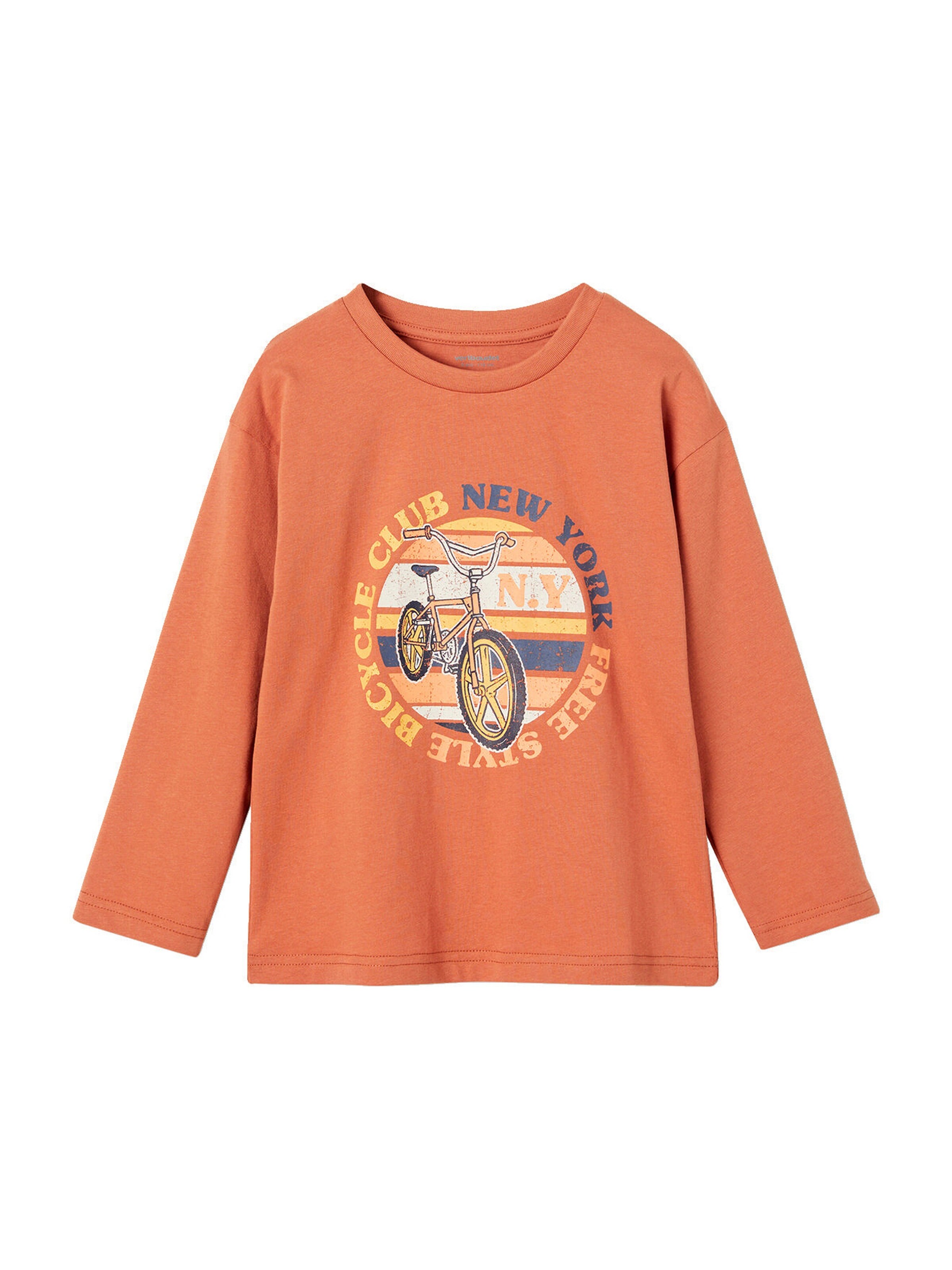 Vertbaudet Jungen Shirt mit BMX-Print und Recycling-Baumwolle orange