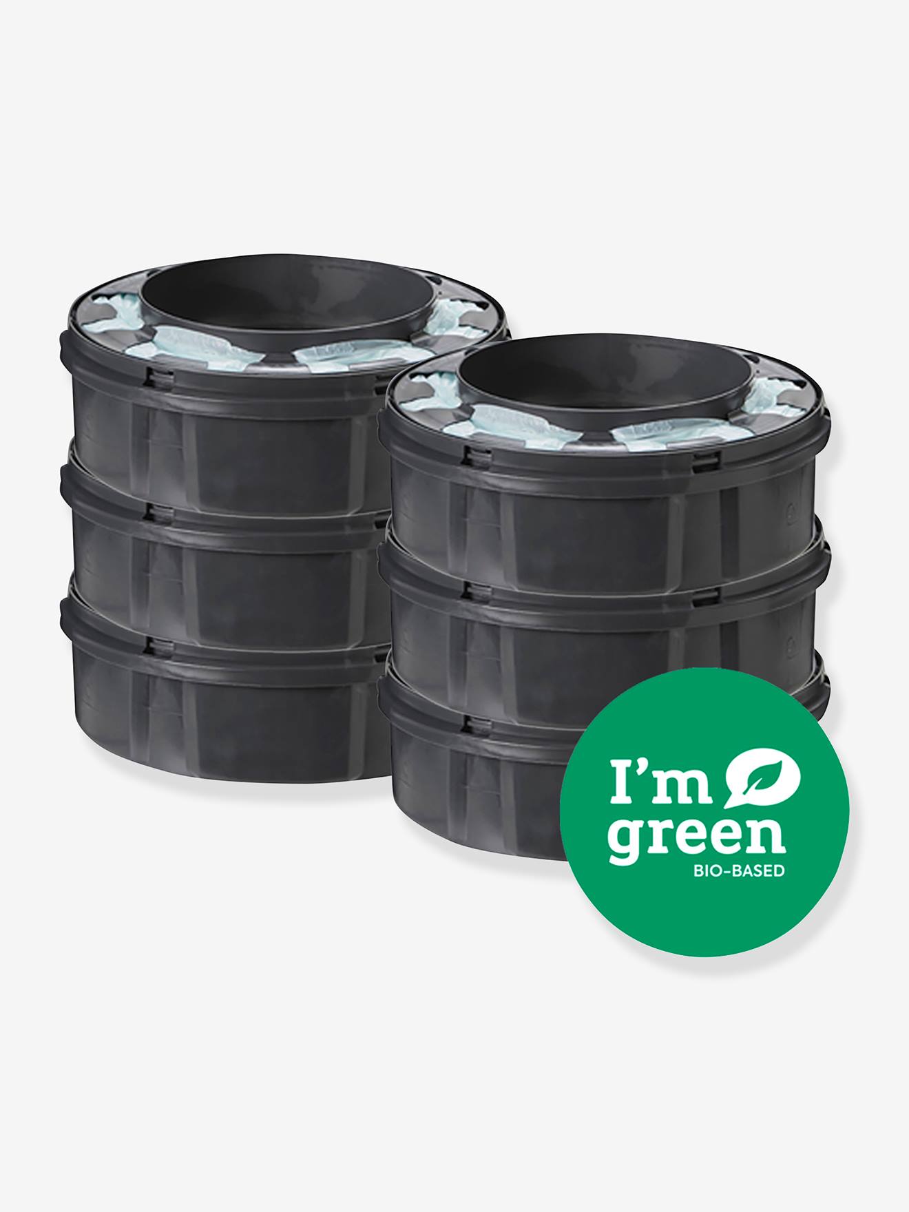Pacote com 6 refis para os cestos de fraldas Tec e Twist & Click da TOMMEE TIPPEE Sangenic, cor cinza médio liso.