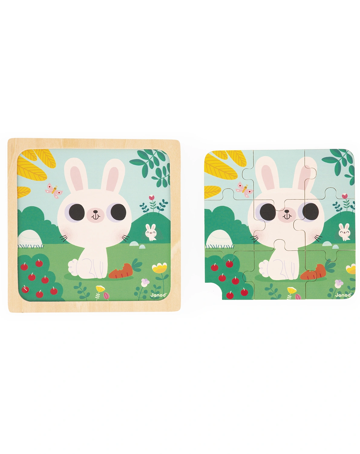 Holzpuzzle WEISSER HASE (9 Teile)